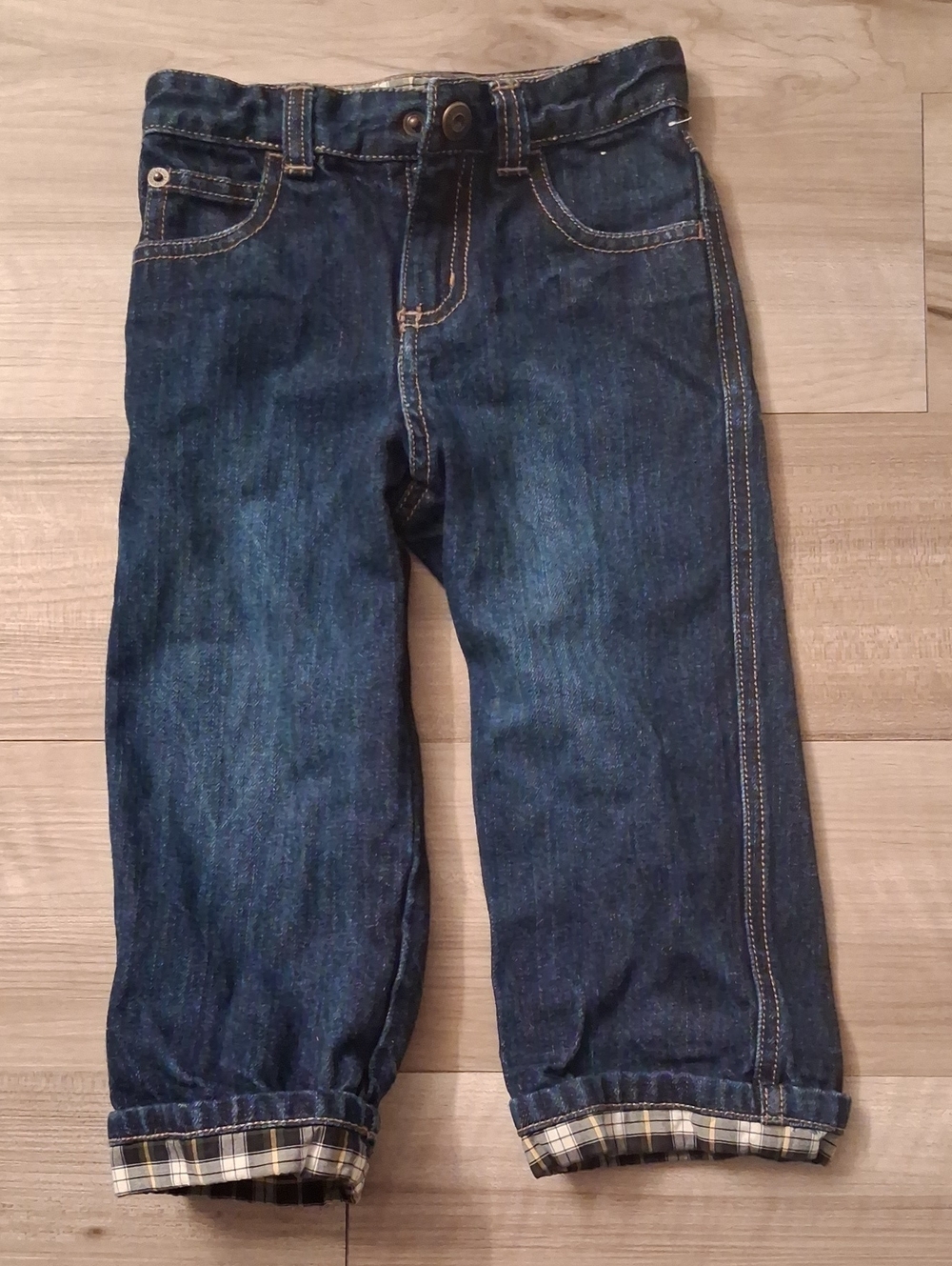 Gymboree Denim Jeans with Plaid Cuffs Size 2T (N)